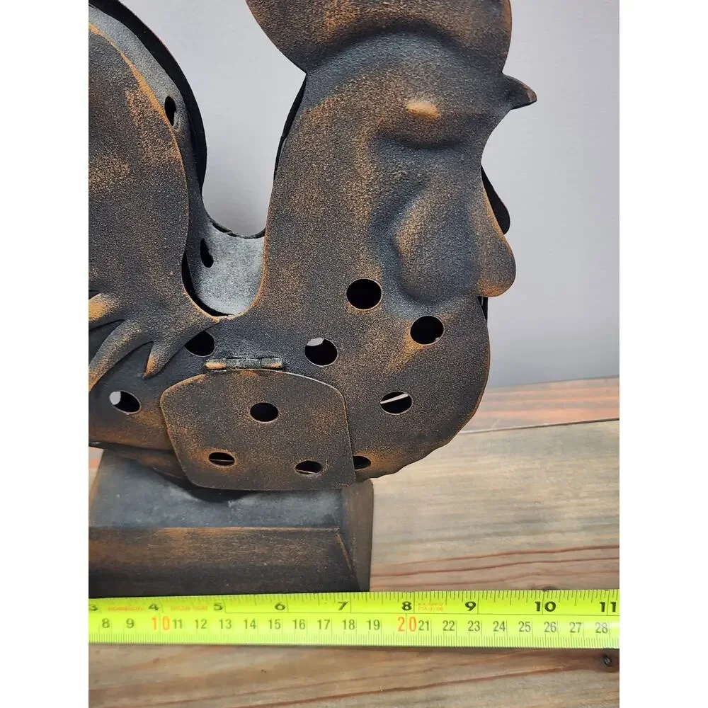 Rustic Rooster Tea Light Candle Holder, 11” Out/Indoor Alco Iluminations